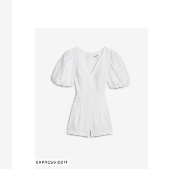 EXPRESS Eyelet Puff Sleeve Romper XS - Picture 2 of 6